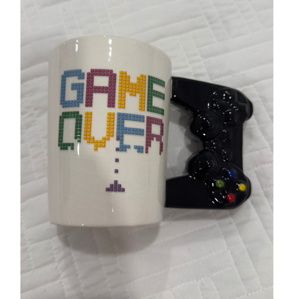 Unbranded Game Over Coffee Mug with Video Game Controller Handle Novelty Gift